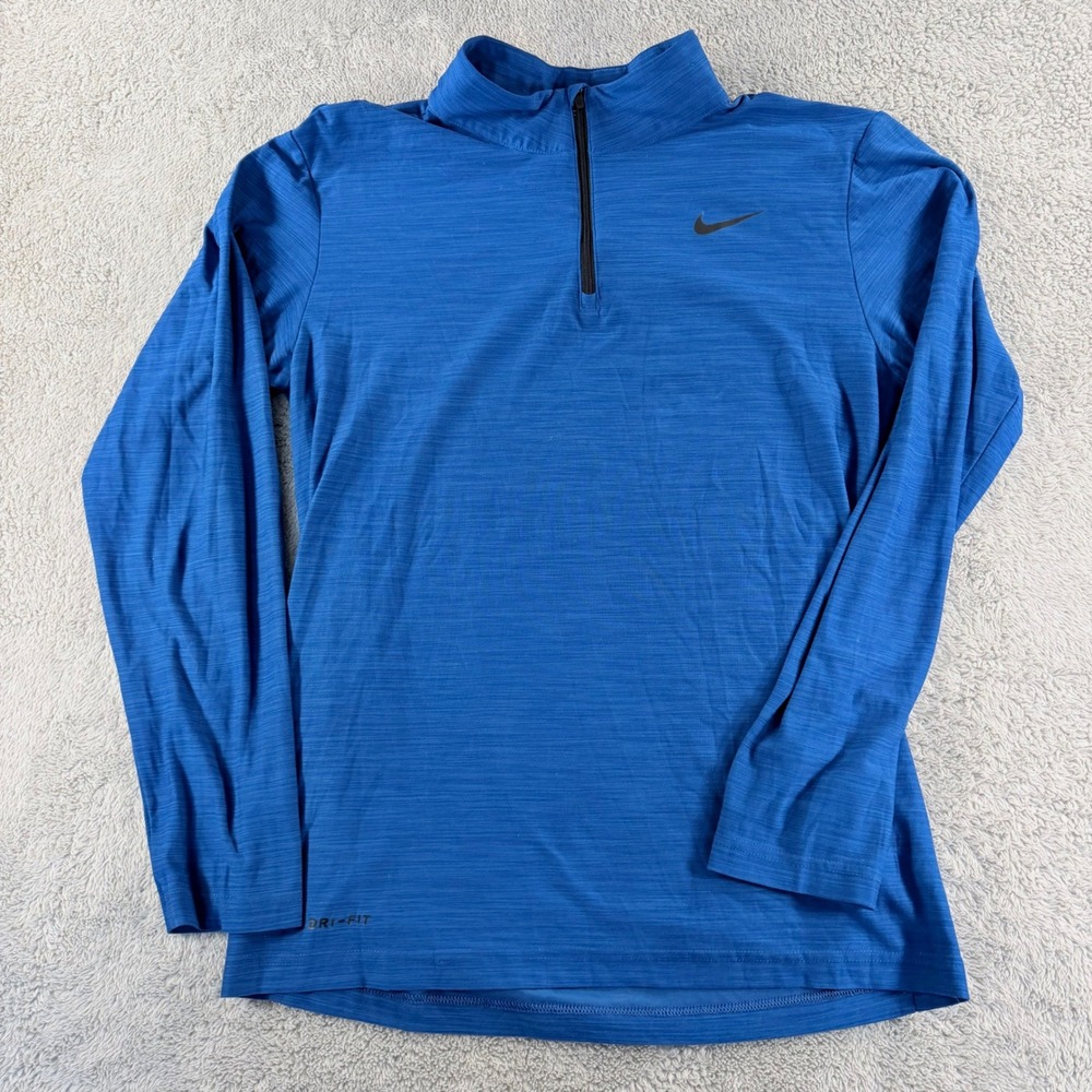 Nike Quarter Zip Pullover Mens Small Blue Dri-FIT Long Sleeve Activewear